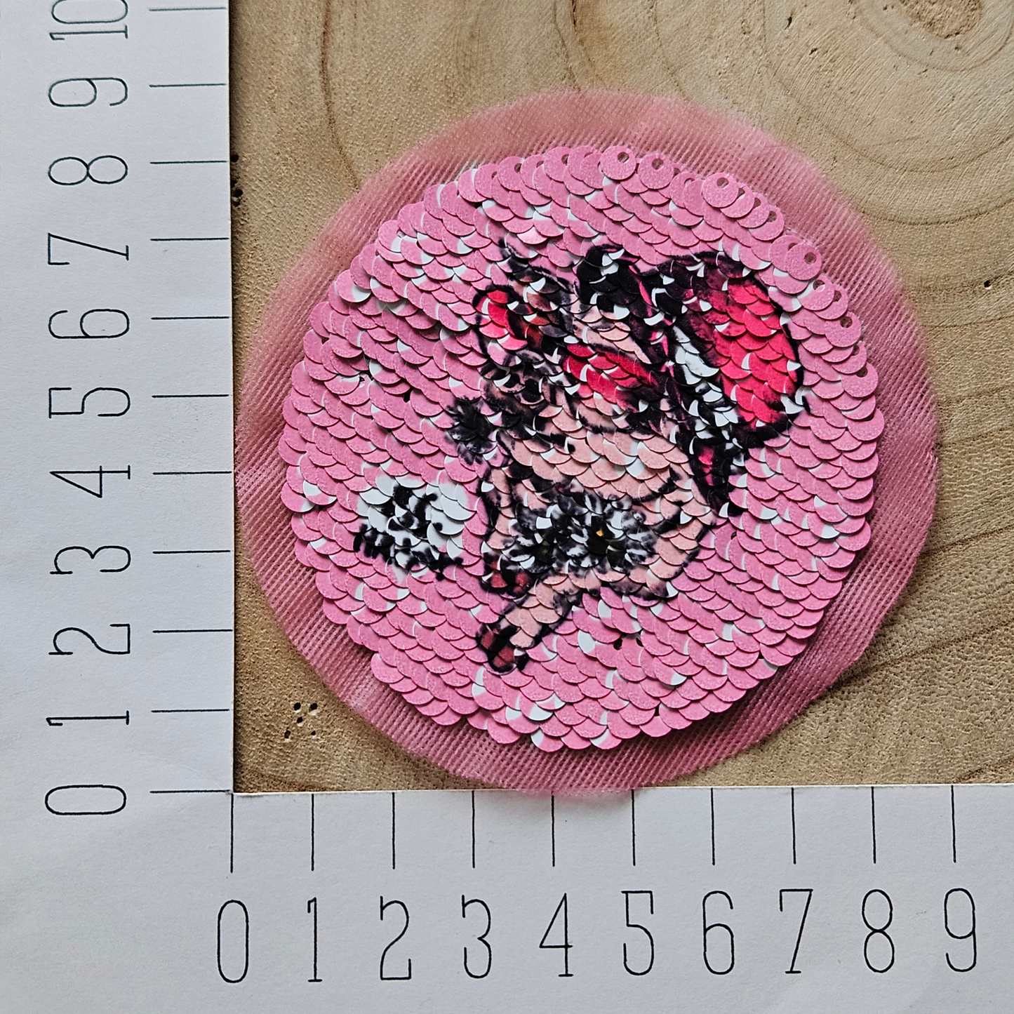Embleem -  Patch - Pailletten varken/ smiley