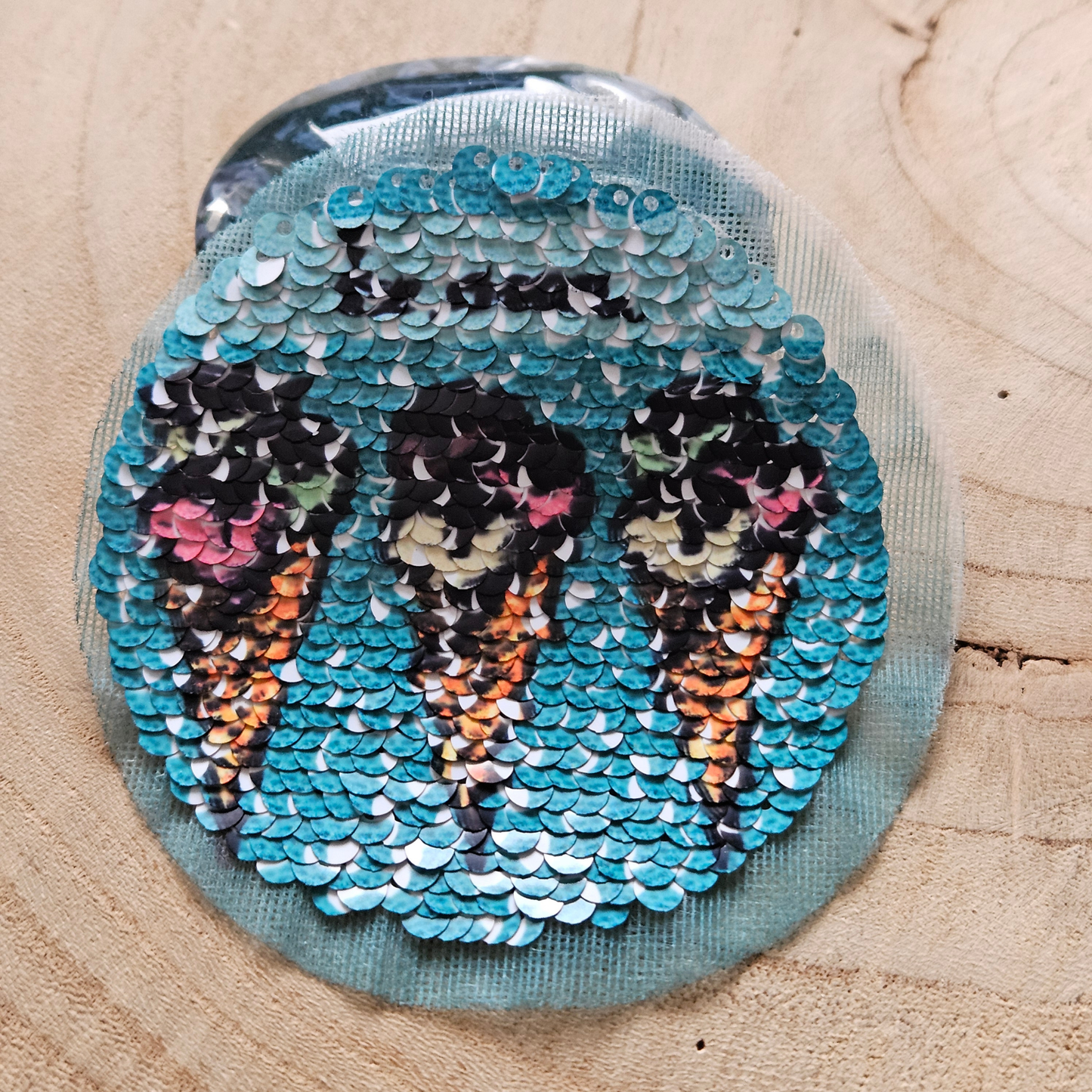Embleem -  Patch - Pailletten ijsjes / Smiley
