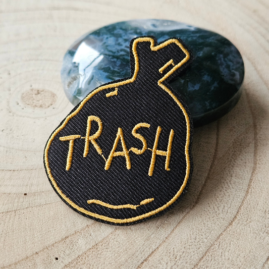 Strijk embleem - Iron on Patch - Vuilnis zak - Trash