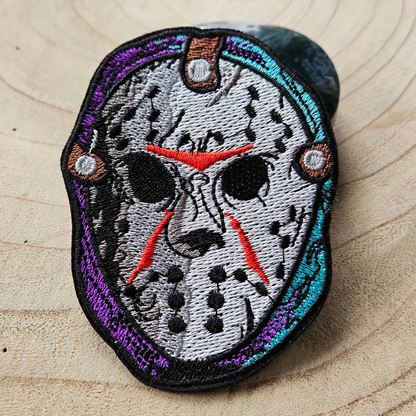 Strijk embleem - Iron on Patch - Horror hockey masker
