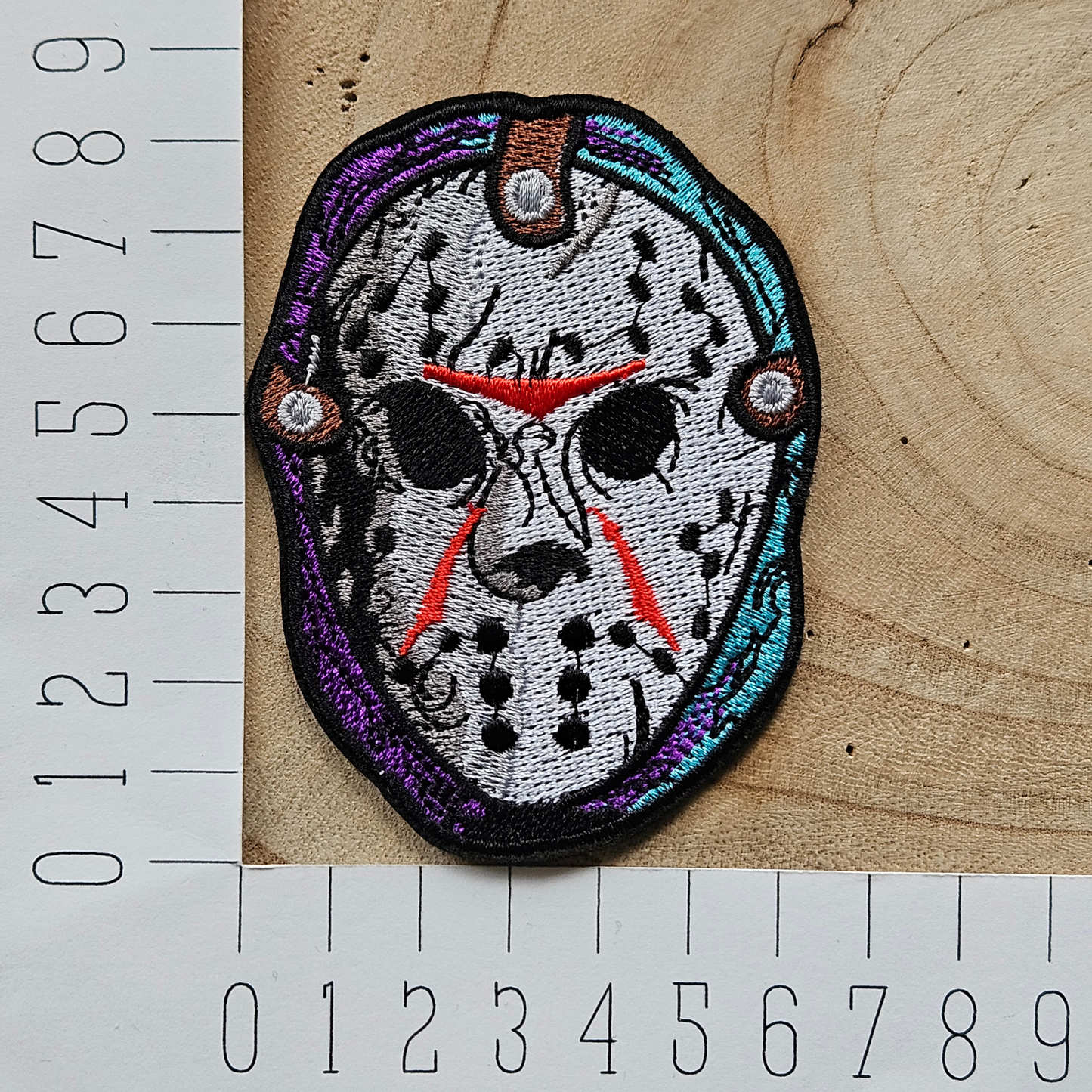 Strijk embleem - Iron on Patch - Horror hockey masker