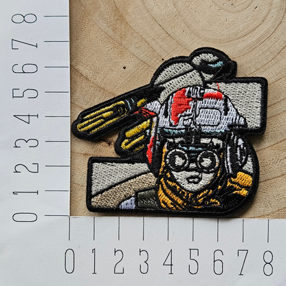 Strijk embleem - Iron on Patch - Letter S man met helm