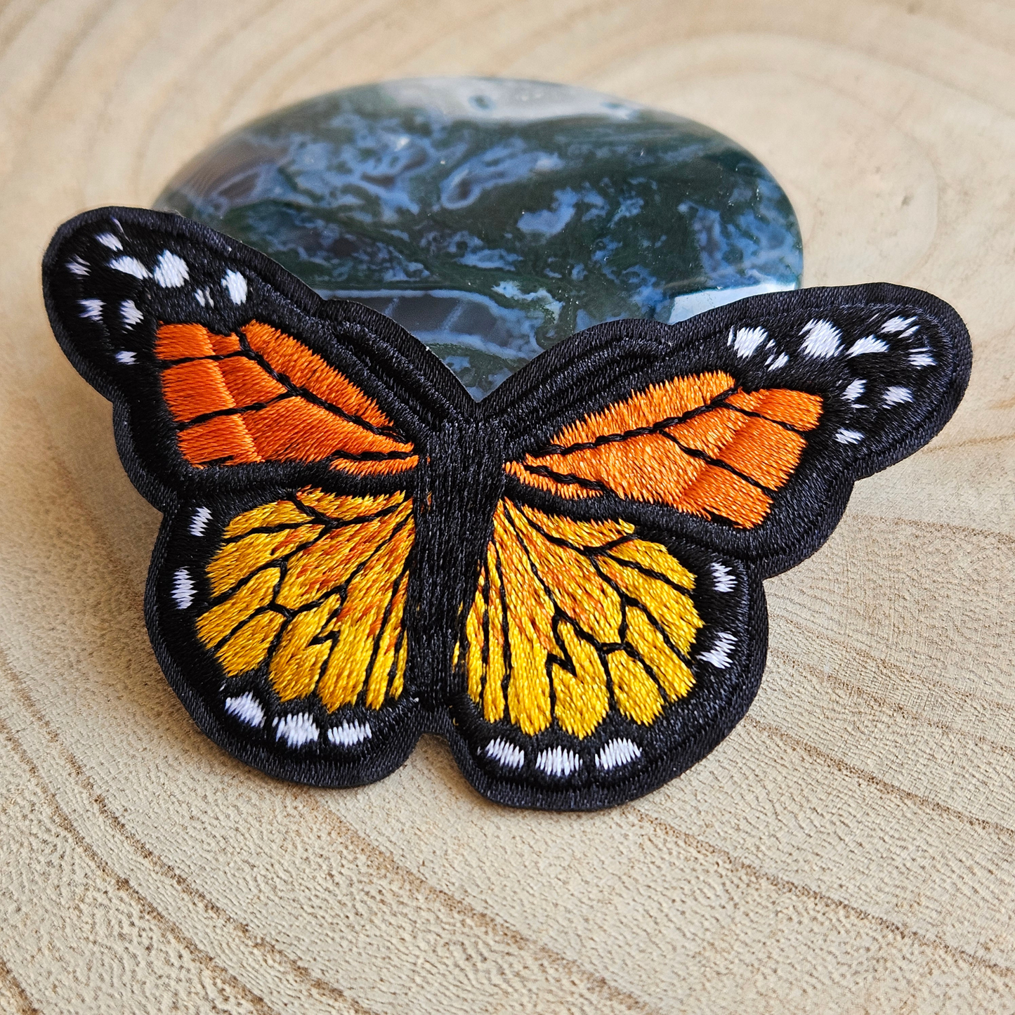 Strijk embleem - Iron on Patch - Vlinder Oranje