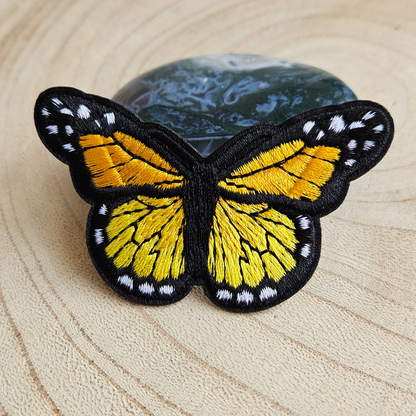 Strijk embleem - Iron on Patch - Vlinder Geel
