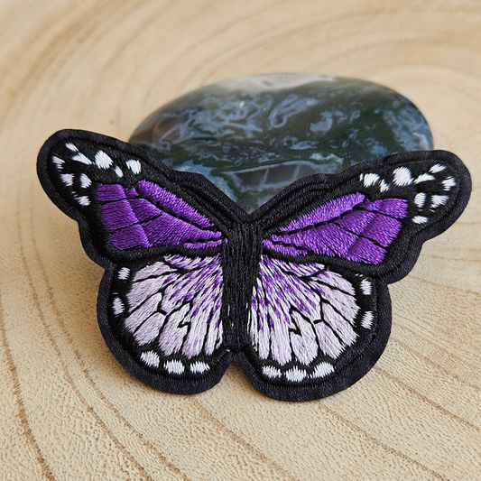 Strijk embleem - Iron on Patch - Vlinder paars