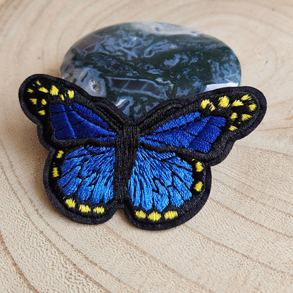 Strijk embleem - Iron on Patch - Vlinder Donker blauw