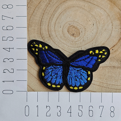 Strijk embleem - Iron on Patch - Vlinder Donker blauw