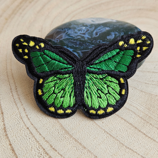 Strijk embleem - Iron on Patch - Vlinder donker groen