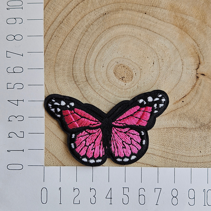 Strijk embleem - Iron on Patch - Vlinder Roze