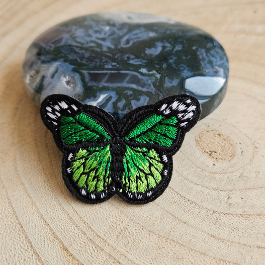 Strijk embleem - Iron on Patch - Vlinder klein groen