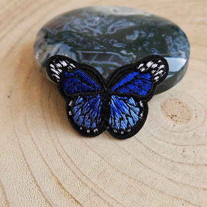 Strijk embleem - Iron on Patch - Vlinder klein blauw