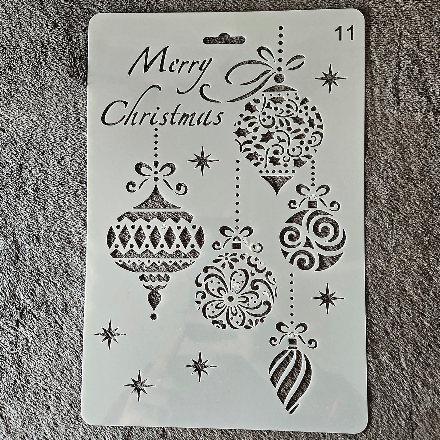 Hobby stencil Kerst - Kerstballen Merry Christmas