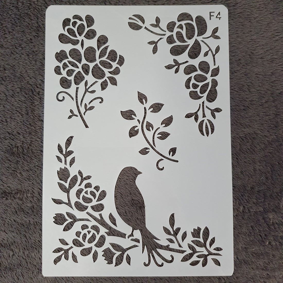 Hobby stencil - Planten met vogel - A5+