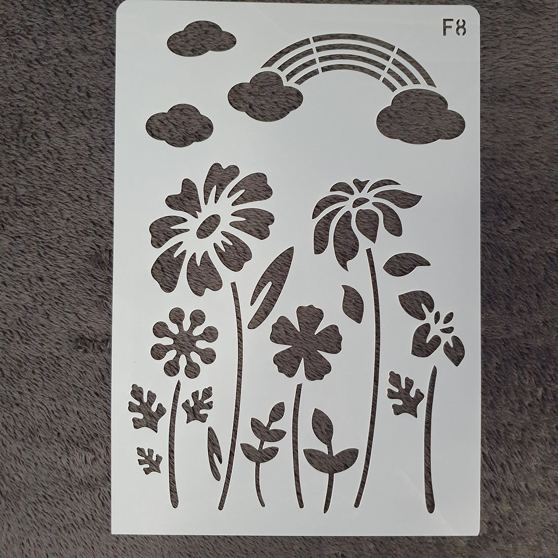 Hobby stencil - Regenboog en bloemen - A5+