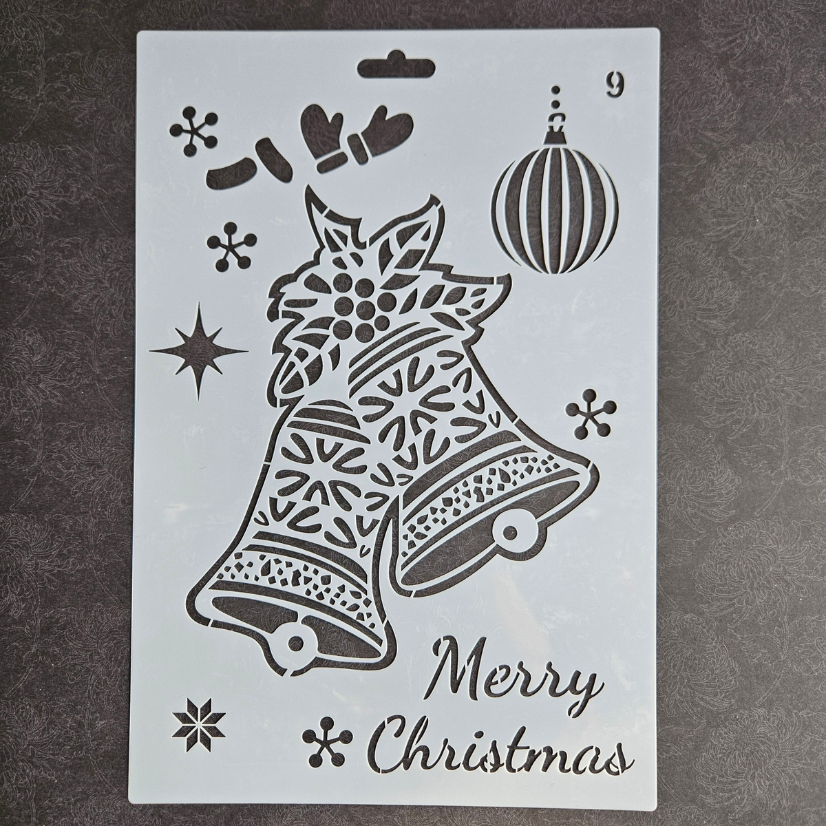 Hobby stencil Kerst - Merry Christmas, kerstklokken - A5+