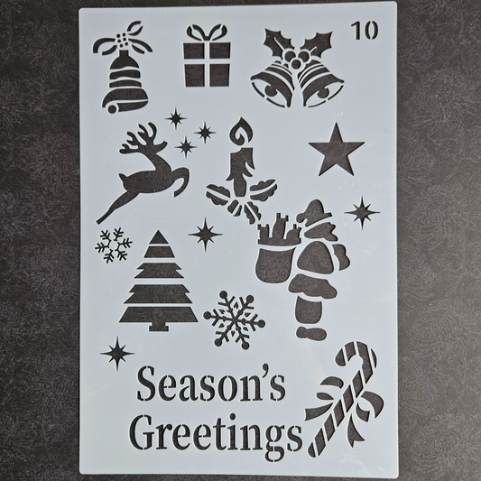 Hobby stencil Kerst - Season's greetings kerst icoontjes - A5+