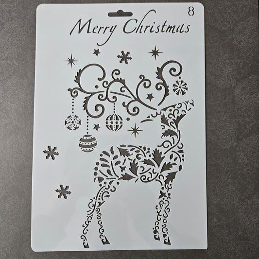 Hobby stencil -  Merry Christmas rendier - A5+