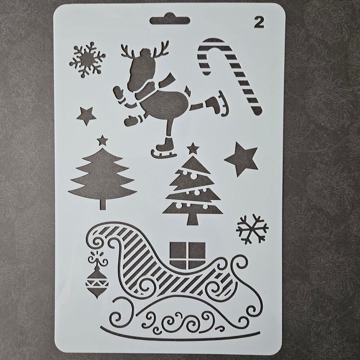 Hobby stencil -  Kerst figuurtjes rendier, slee, kerstboom - A5+