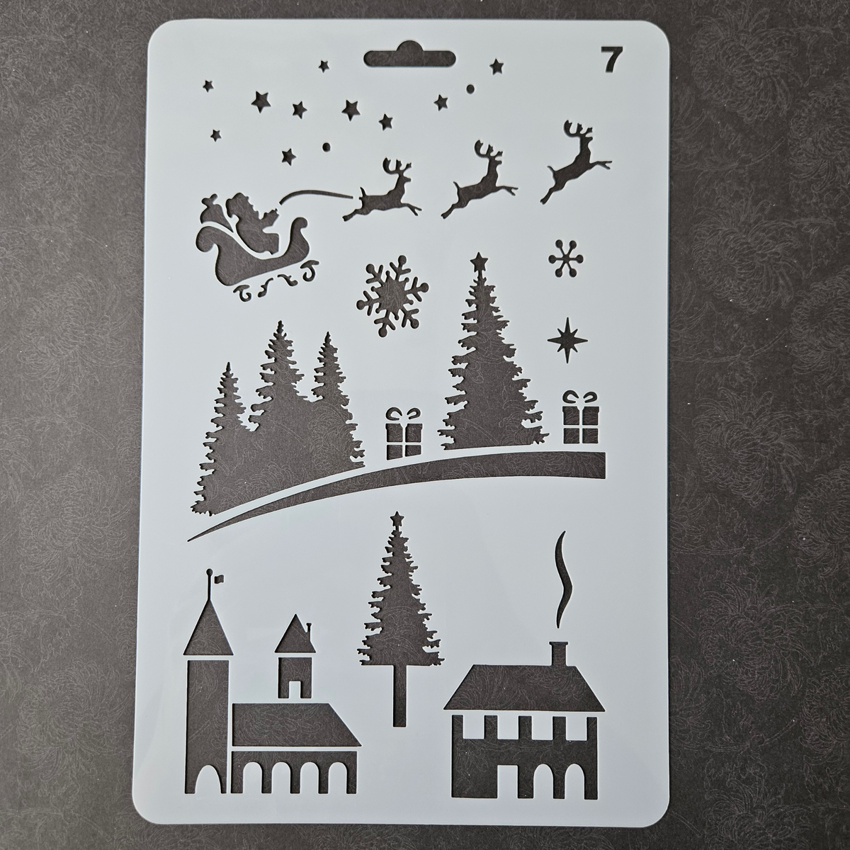 Hobby stencil - Kerstbomen, slee, rendieren - A5+