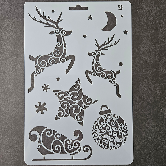 Hobby stencil - Sier kerst figuurtjes - A5+