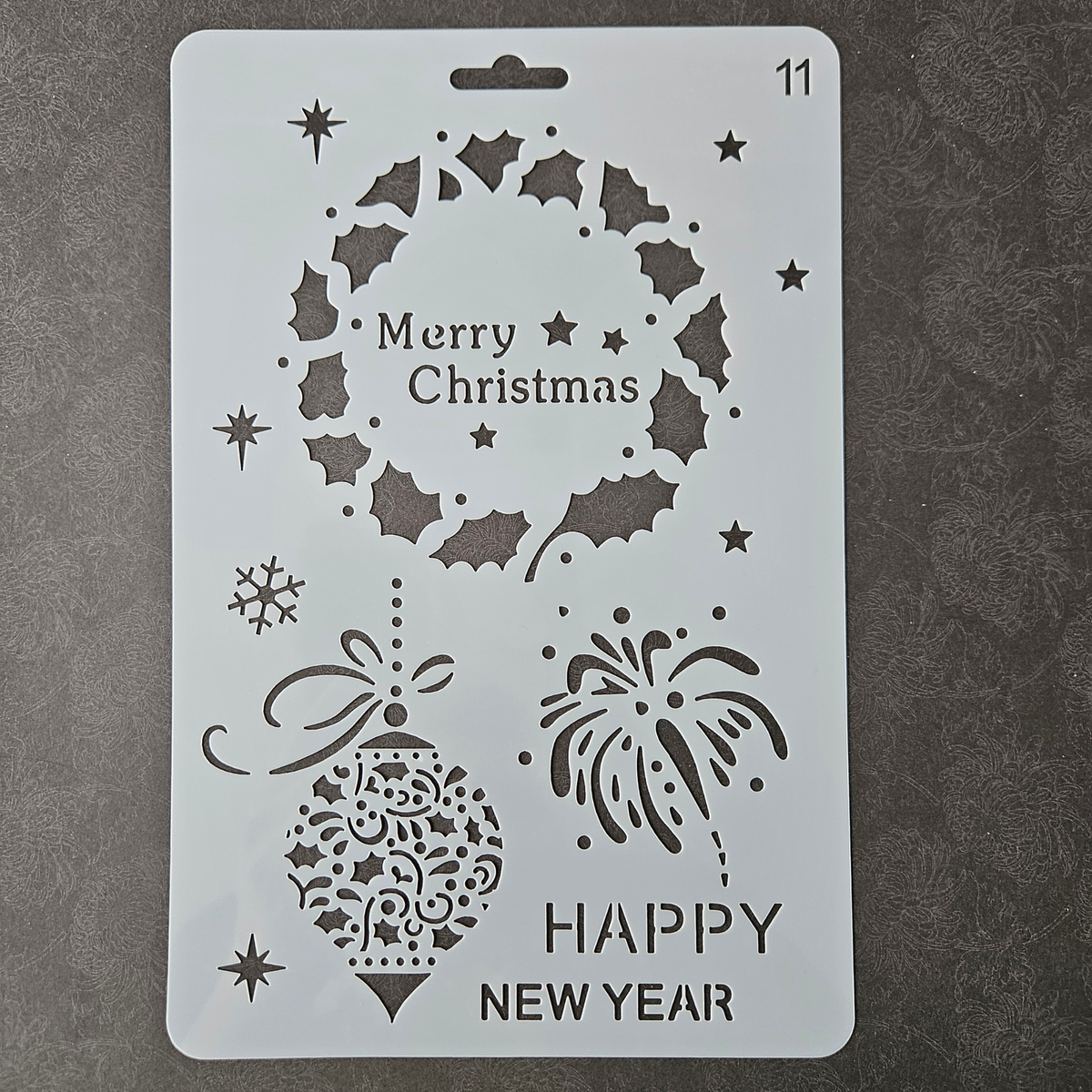 Hobby stencil -  Kerst krans Merry Christmas, kerstbal - A5+