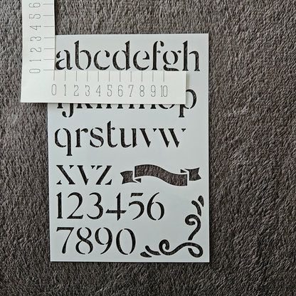 Hobby stencil - Alfabet kleine letters en cijfers - A5
