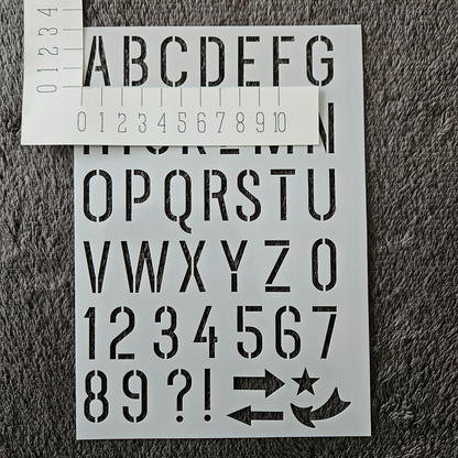 Hobby stencil - Alfabet hoofdletters en cijfers - A5