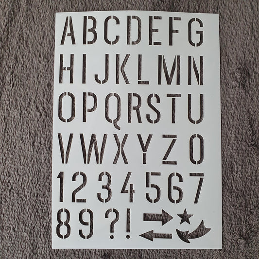 Hobby stencil Alfabet hoofdletters en cijfers - A5