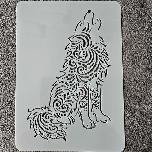 Hobby stencil huilende wolf a4