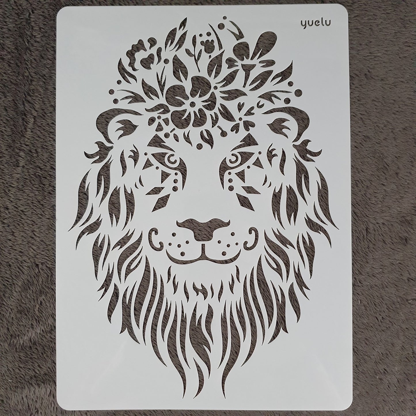 Hobby stencil Leeuw met bloemen - A4