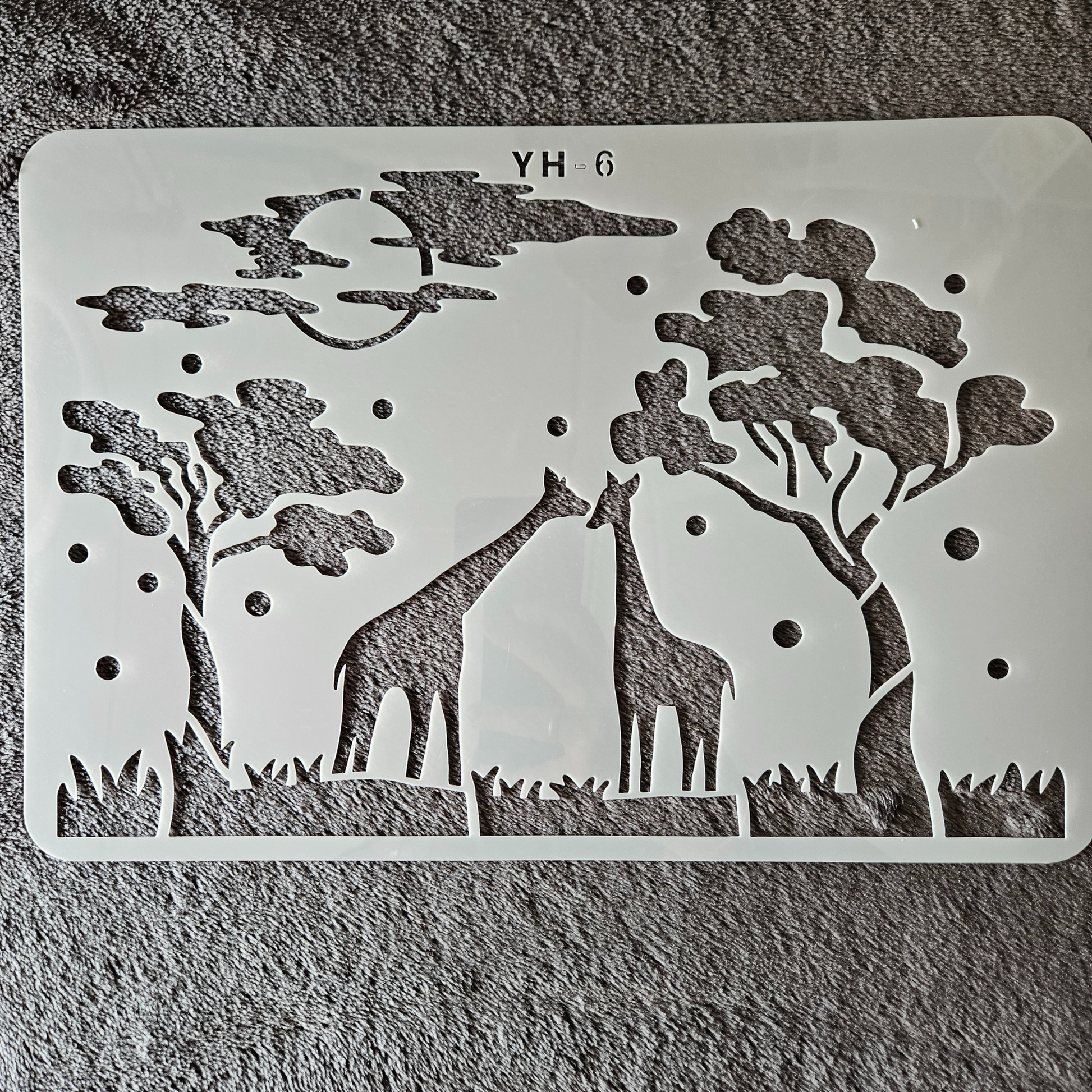 Hobby stencil - Scene Giraffe op de savanne  - A4