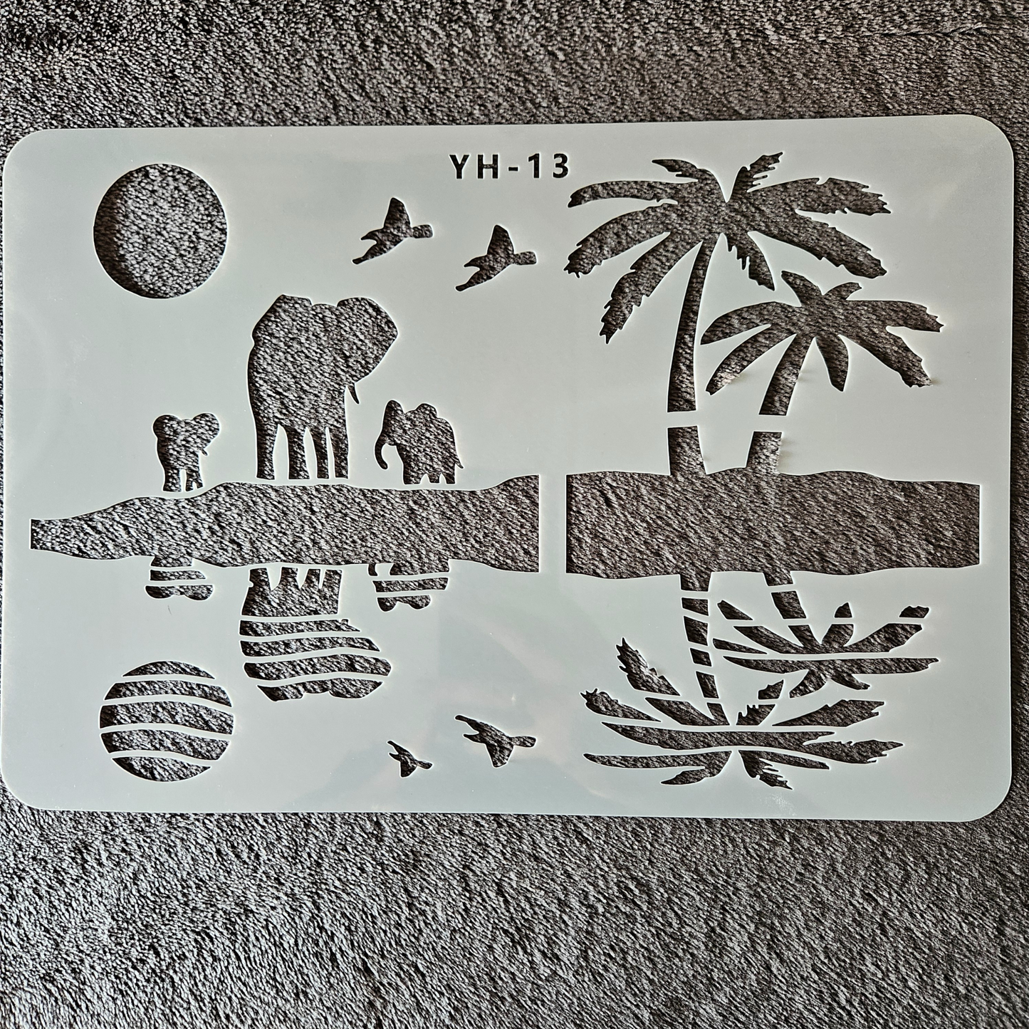 Hobby stencil - Scene Olifanten bij het water - A4