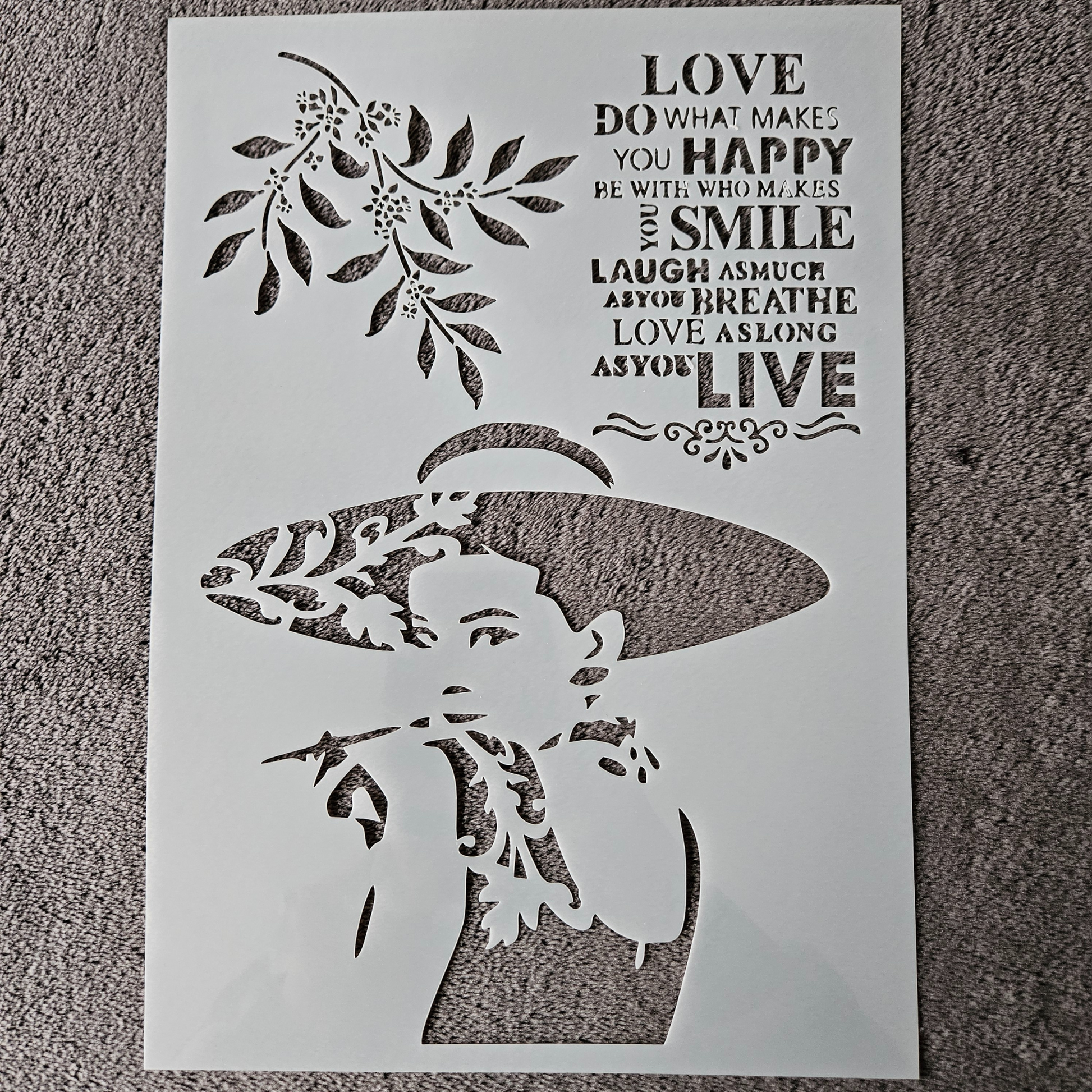 Hobby stencil Vrouw met hoed - A4