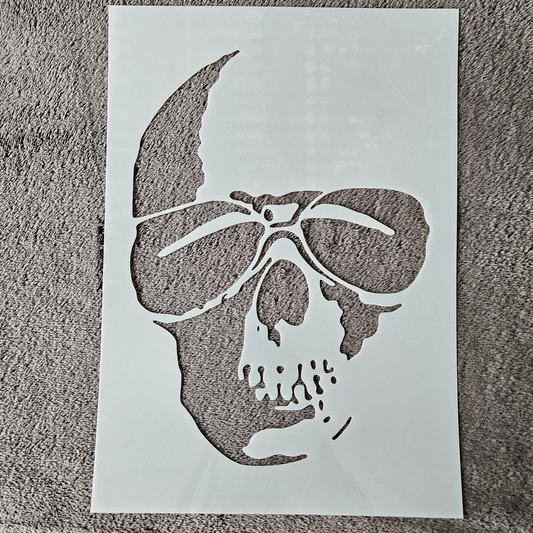 Hobby stencil Schedel met zonnebril - A4