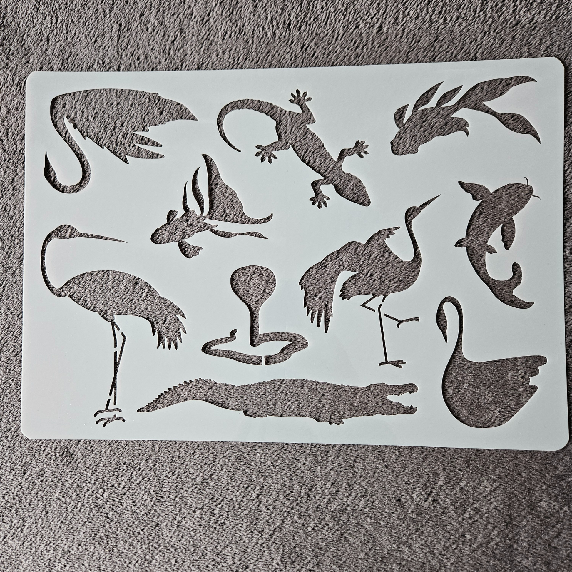 Hobby stencil - Reptielen en vogels - A4