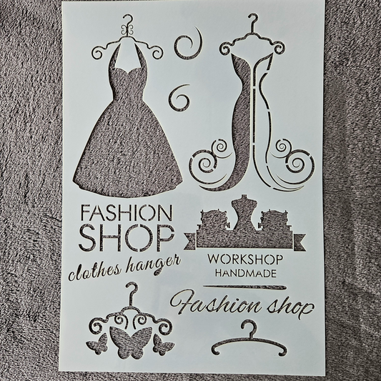 Hobby stencil - Fashion shop - A4