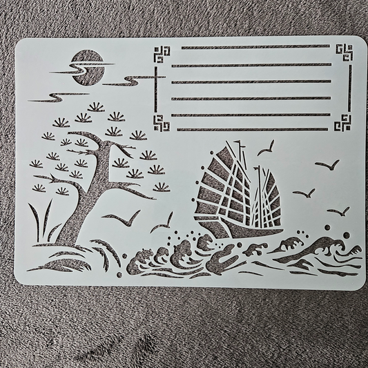 Hobby stencil - Scene Zeilboot - A4