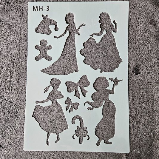 Hobby stencil - Prinsessen - A4