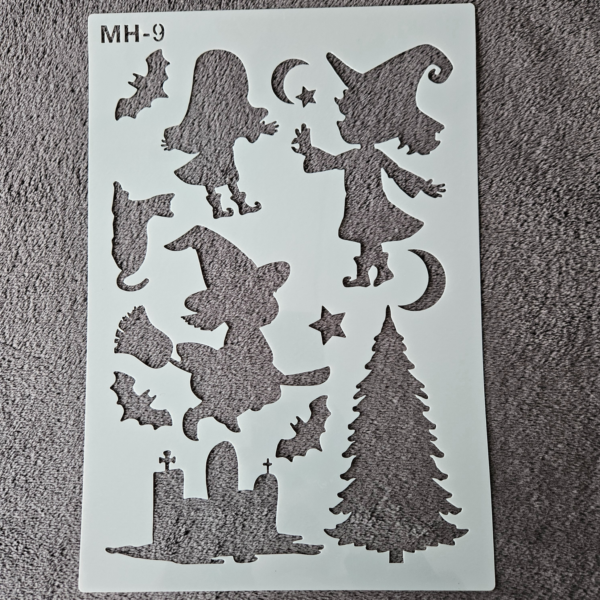 Hobby stencil - Kerstboom, heksen - A4