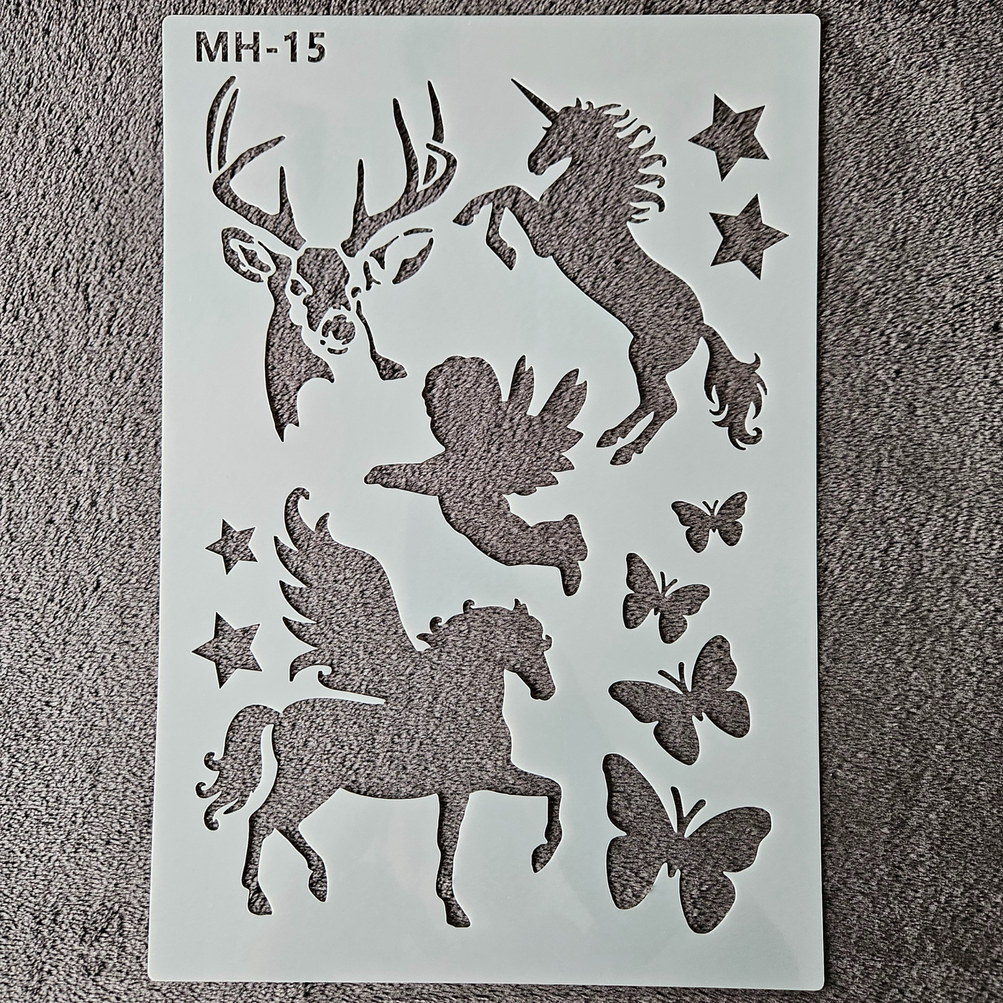 Hobby stencil - Eenhoorns - A4