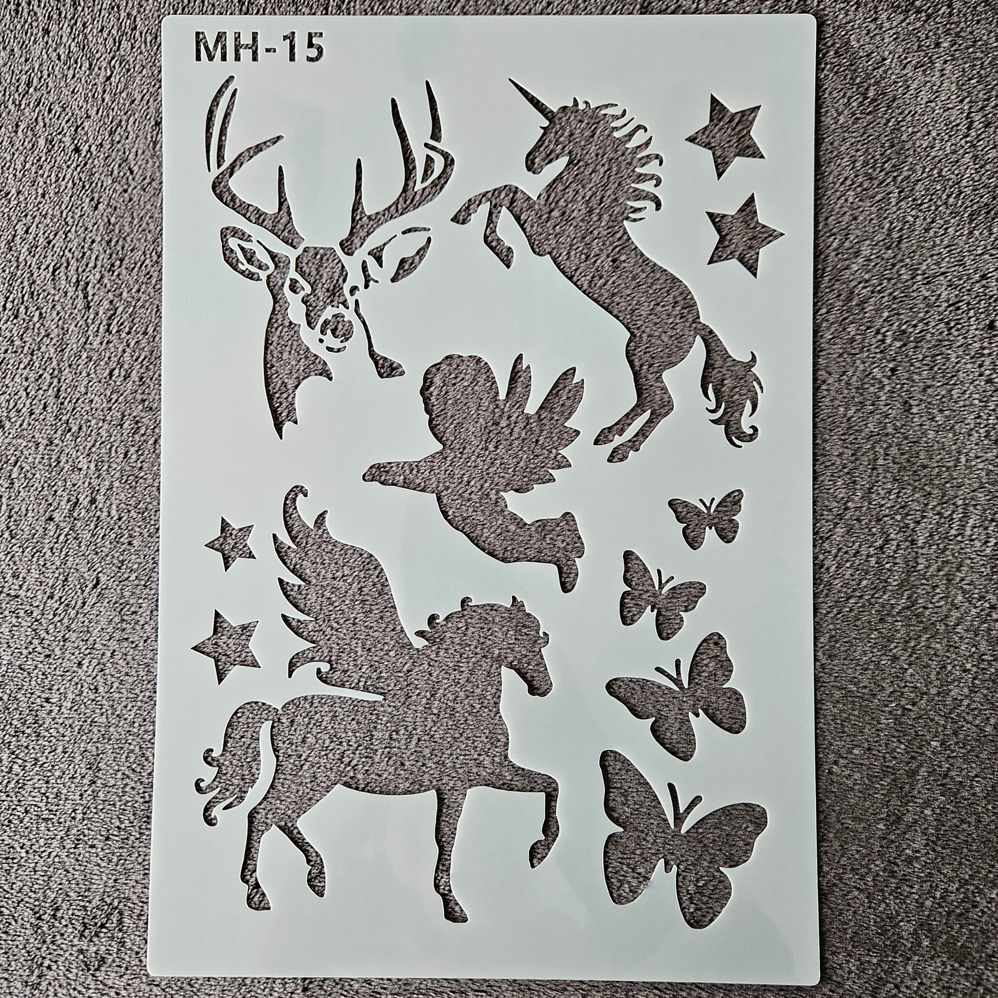 Hobby stencil - Eenhoorns - A4