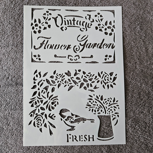 Hobby stencil - Vintage - Flower Garden - A4