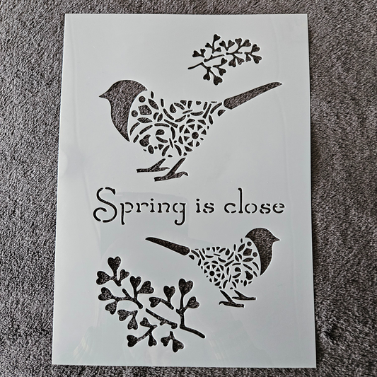 Hobby stencil - Spring is close - Vogels - A4