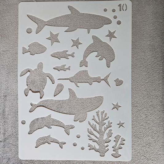 Hobby stencil - Zeedieren  - A4
