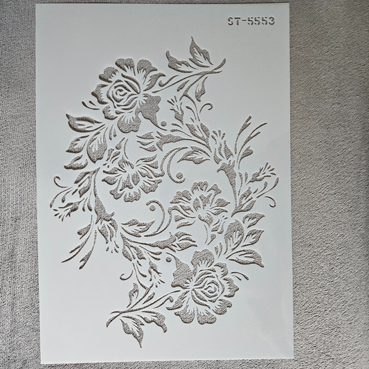 Hobby stencil - Bloemen spiraal - A4