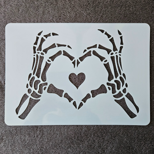 Hobby stencil - Skelet hart handjes - A4