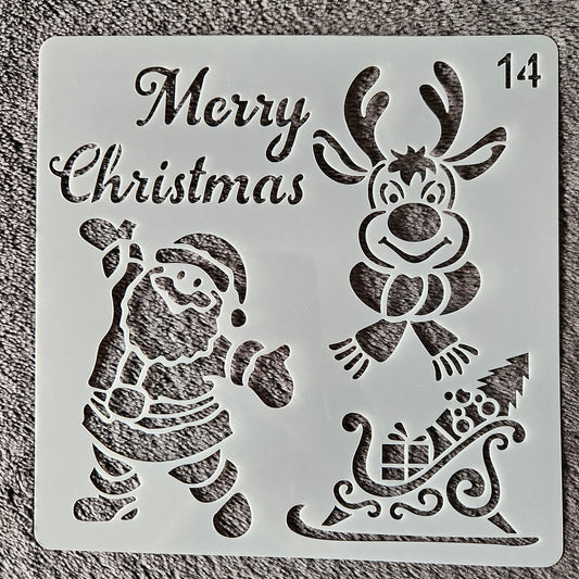 Hobby stencil Kerst - Kerstman en Rudolf Merry Christmas 