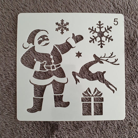 Hobby stencil Kerst - Kerstman, rendier, sneeuwvlok, cadeau