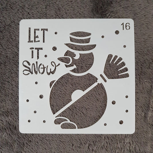 Hobby stencil Kerst - Sneeuwpop Let it snow 
