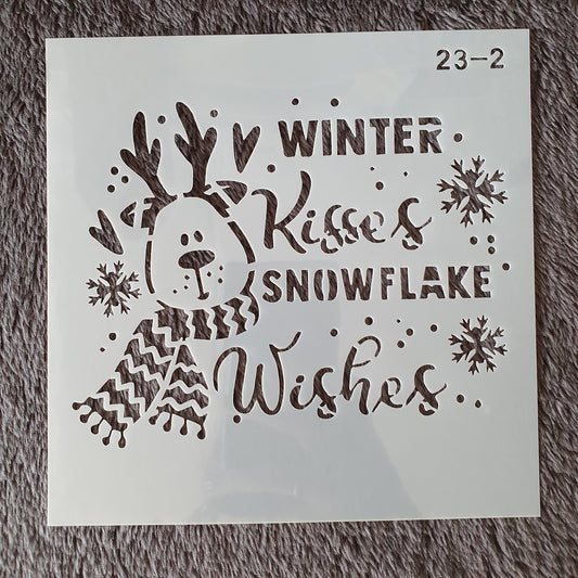 Hobby stencil Kerst - Rudolf Winter kisses snowflake wishes
